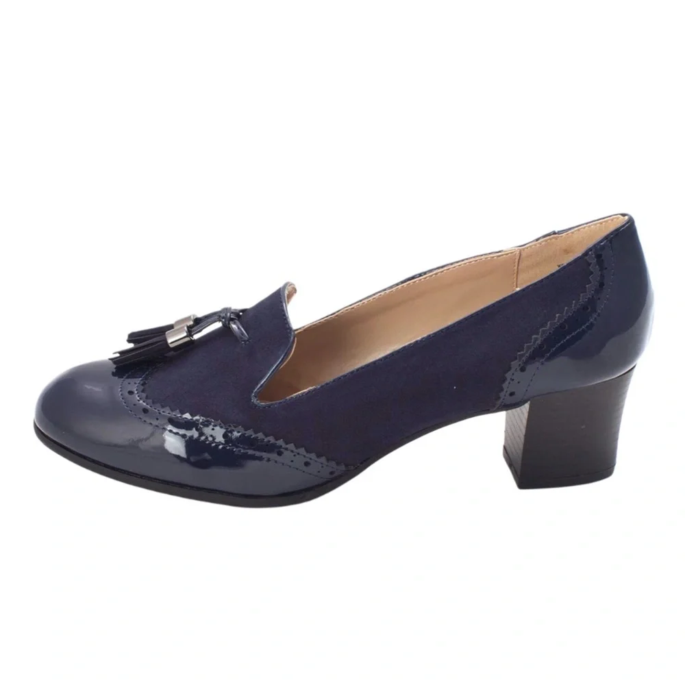 Karen Scott Navy Terrie Tassel Heeled Loafers Sz 9.5